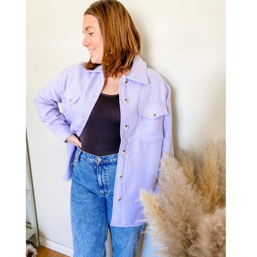 RD Style Lavender Purple Blaire Shacket Longsleeve Shirt Jacket Women's Medium